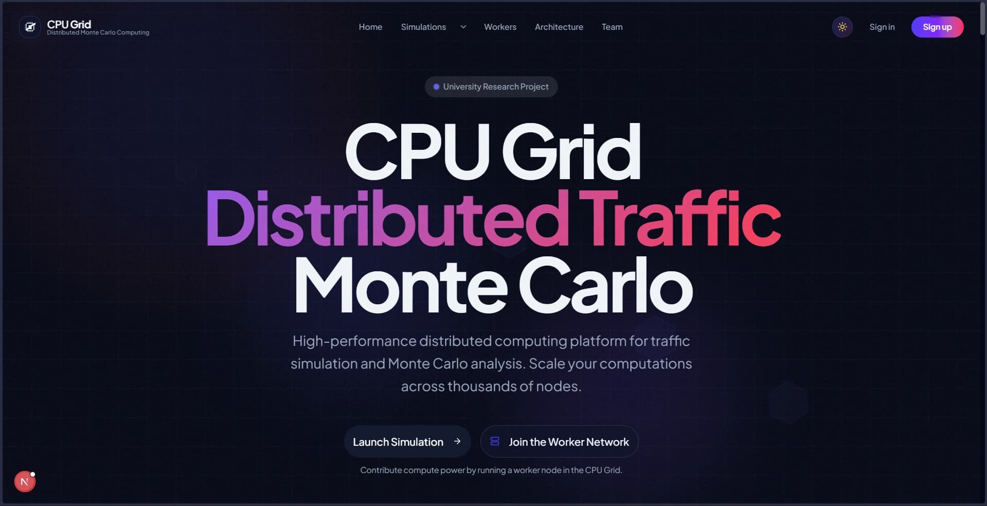 CPU Grid - Distributed Monte Carlo Traffic Simulation